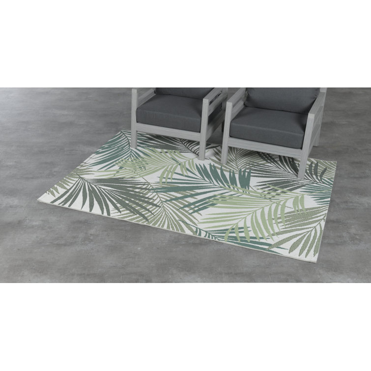 Bay Isle Home Finsbury Palm Leaf Tufted Green Outdoor Rug Wayfair.co.uk